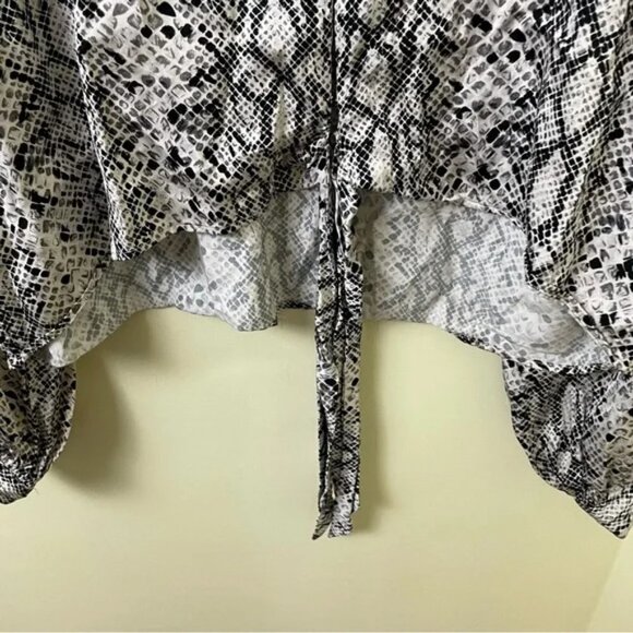 Good American Snake-Print Cropped Top Tie-Front Long Sleeve Blouse SZ 2XL / 5 - Picture 10 of 12